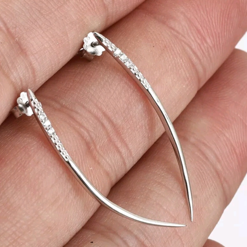Sterling silver white topaz spiked earrings - Picture 2 of 3